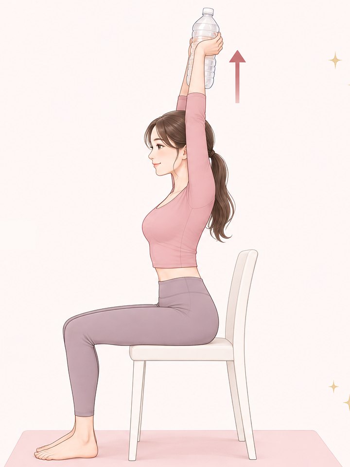 肘の位置はそのまま、腕をまっすぐ上へ伸ばす